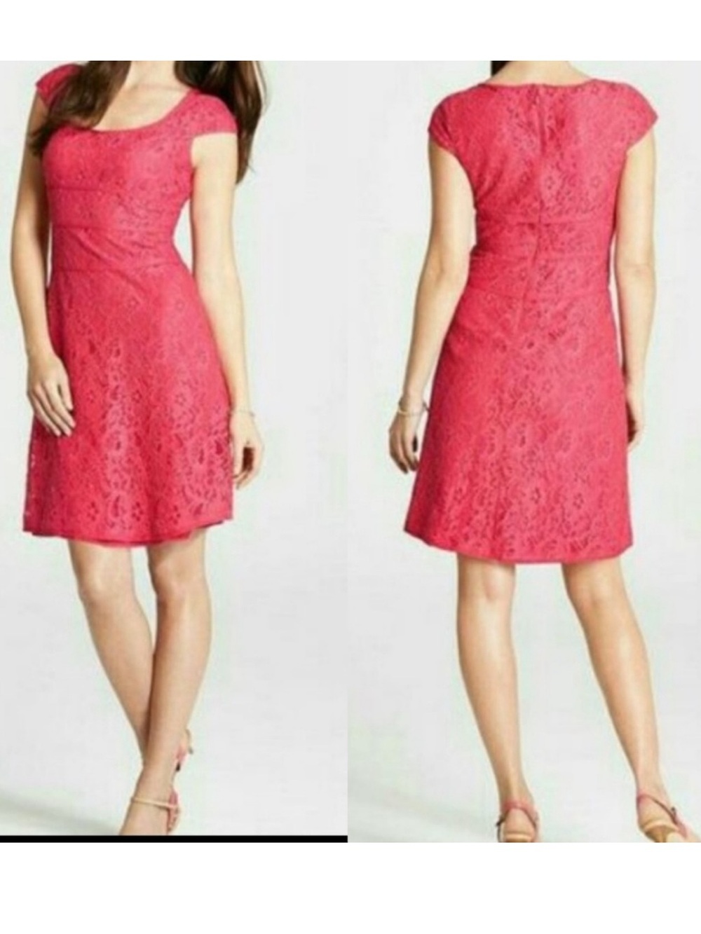 Ann Taylor Fuchsia Pink Lace Cocktail Fit n' Flare Women's Dress Size 6